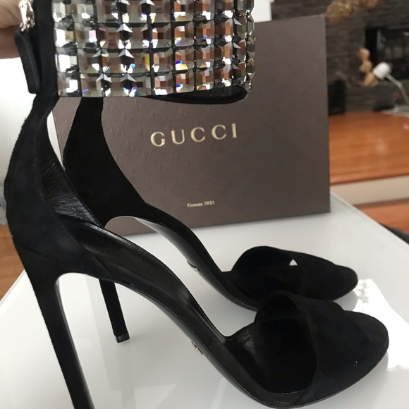 Gucci Rhinestone Black Sandal Heels - Picture 3 of 8